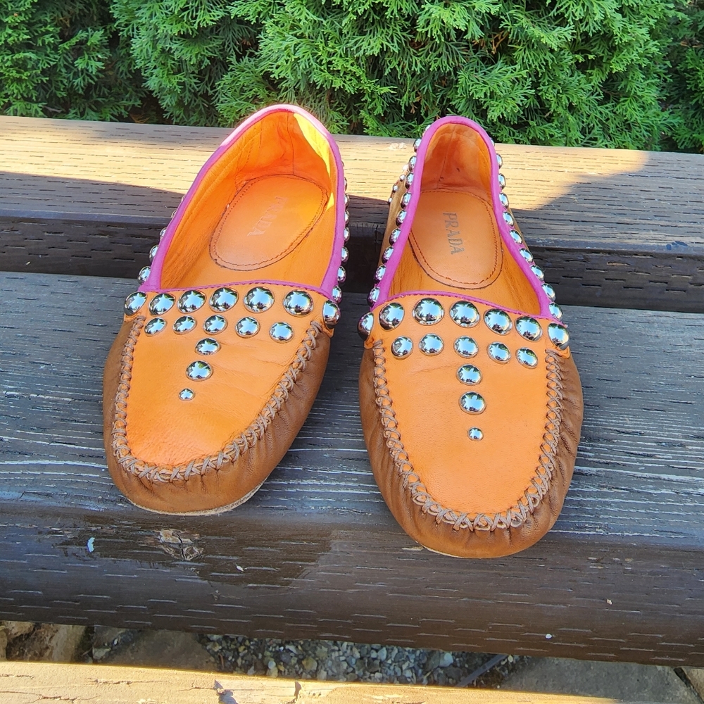 Prada multi colored studded driving shoes Prada Size 36 US 6 made in Italy ๐ฎ๐น - Picture 2 of 7